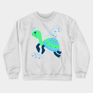 Aqua ocean animals - turtle Crewneck Sweatshirt